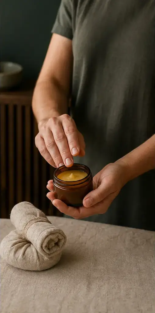 Préparation d’un baume pour un massage thérapeutique